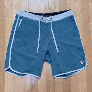 Vuori ‘Cruise’ Boardshort; color ‘steel blue splatter,’ size 30 waist.